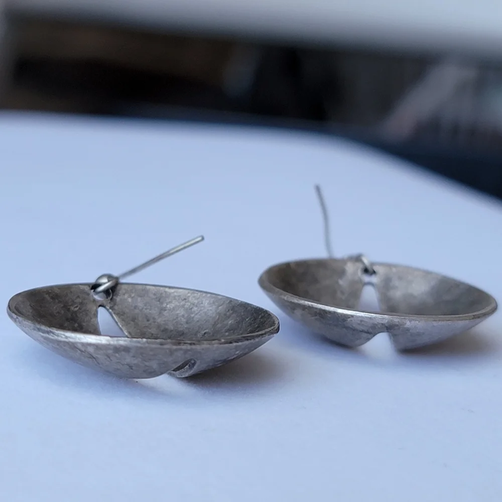 Silver Tone Disc Earrings